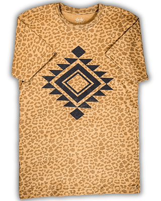 Vegas Aztec Graphic Tee in Brown Leopard – Apparel from Bronco Western Supply Co.