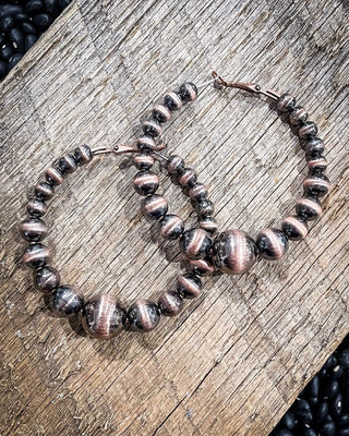 Vera Navajo Style Pearl Hoops - Copper - Jewelry - Bronco Western Supply Jewelry - Bronco Western Supply Co.