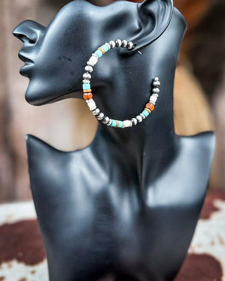 Vibe Navajo Style Pearl Large Fashion Hoops – Jewelry from Bronco Western Supply Co.