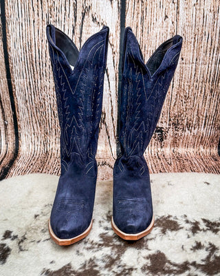 Victoria Black Star Leather Boots - Navy – Women's Shoes from Bronco Western Supply Co.