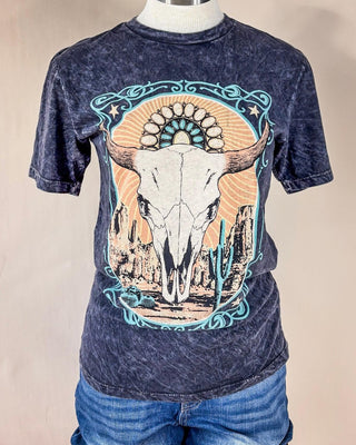 Western Cow Skull Graphic Tee - Vintage Black – Apparel from Bronco Western Supply Co.