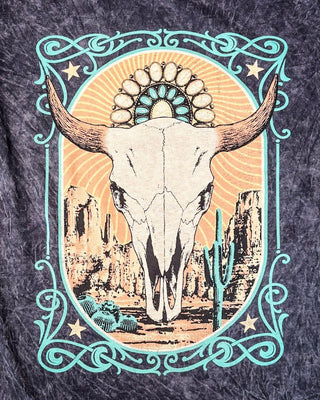 Western Cow Skull Graphic Tee - Vintage Black – Apparel from Bronco Western Supply Co.