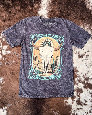 Western Cow Skull Graphic Tee - Vintage Black – Apparel from Bronco Western Supply Co.