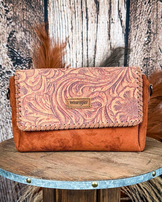 Western Mesa Tooled Crossbody Set in Brown by Wrangler – Purses & Wallets from Bronco Western Supply Co.