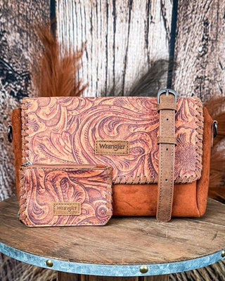Western Mesa Tooled Crossbody Set in Brown by Wrangler – Purses & Wallets from Bronco Western Supply Co.