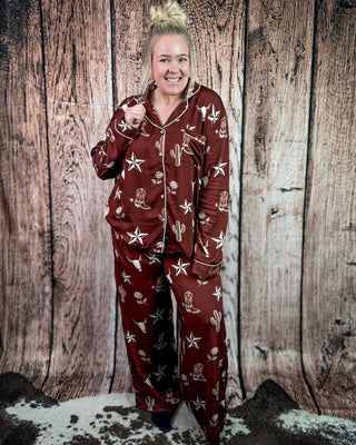 Western Nights Luxe PJ Set in Desert Rose – Apparel from Bronco Western Supply Co.