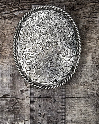 Whispering Prairie Engraved Silver Fashion Belt Buckle – Accessories from Bronco Western Supply Co.