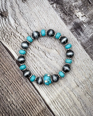 Wild Bloom Beaded Stretch Fashion Bracelet - Turquoise – Jewelry from Bronco Western Supply Co.