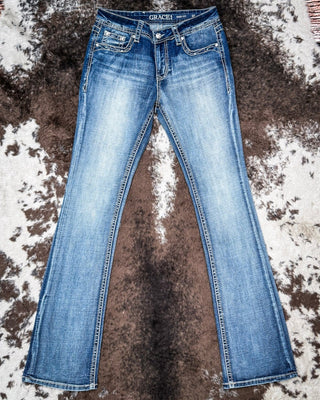 Wild Hide Women's Easy Fit Boot Cut Jeans by Grace in LA – Apparel from Bronco Western Supply Co.