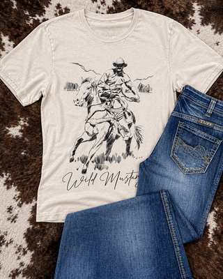 Wild Mustang Cowboy Graphic Tee - Off White – Apparel from Bronco Western Supply Co.
