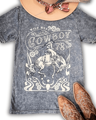 Wild West Cowboy Graphic Tee - Gray – Apparel from Bronco Western Supply Co.