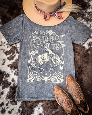 Wild West Cowboy Graphic Tee - Gray - Apparel - Bronco Western Supply Co. - Bronco Western Supply Co.