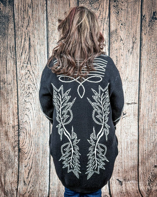 Wilderline Boot Stitch Cardigan in Black by Lucky & Blessed – Apparel from Bronco Western Supply Co.