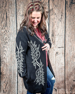 Wilderline Boot Stitch Cardigan in Black by Lucky & Blessed – Apparel from Bronco Western Supply Co.