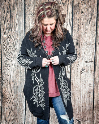 Wilderline Boot Stitch Cardigan in Black by Lucky & Blessed – Apparel from Bronco Western Supply Co.
