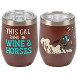 Wine Tumbler - Wine & Horses - Gift Items - Primitives by Kathy - Bronco Western Supply Co.