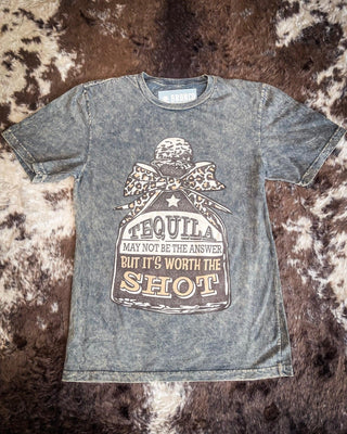 Worth The Shot Graphic Tee - Gray – Apparel from Bronco Western Supply Co.