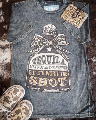 Worth The Shot Graphic Tee - Gray – Apparel from Bronco Western Supply Co.