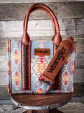 Wrangler Southwestern Print Small Canvas Tote/Crossbody - Brown - Purses & Wallets - Wrangler - Bronco Western Supply Co.