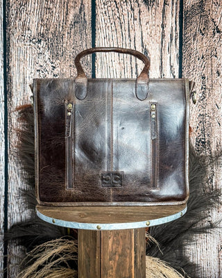 Wynonna Checkered Leather and Hide Tote Bag in Brown by Countryside Co. – Purses & Wallets from Bronco Western Supply Co.