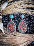 Zinna Tooled Leather Earrings - Jewelry - Bronco Western Supply Jewelry - Bronco Western Supply Co.