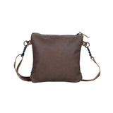 Back view of the Azure Aesthetic Leather & Hairon Bag in a white back drop.