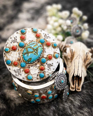Tough 1 - Turquoise Stones Trinket Box – Gift Items from Bronco Western Supply Co.